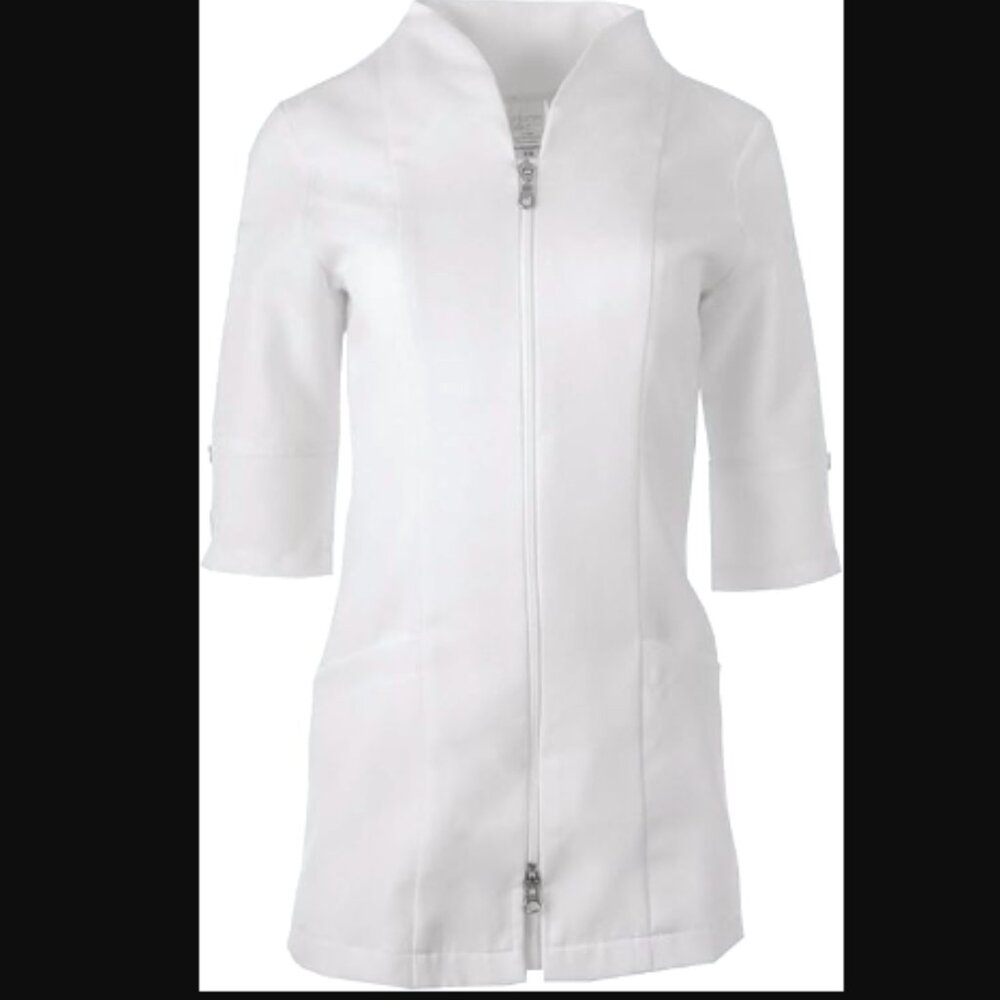 NWT Professional Zip Up Lab Coat, White, Large